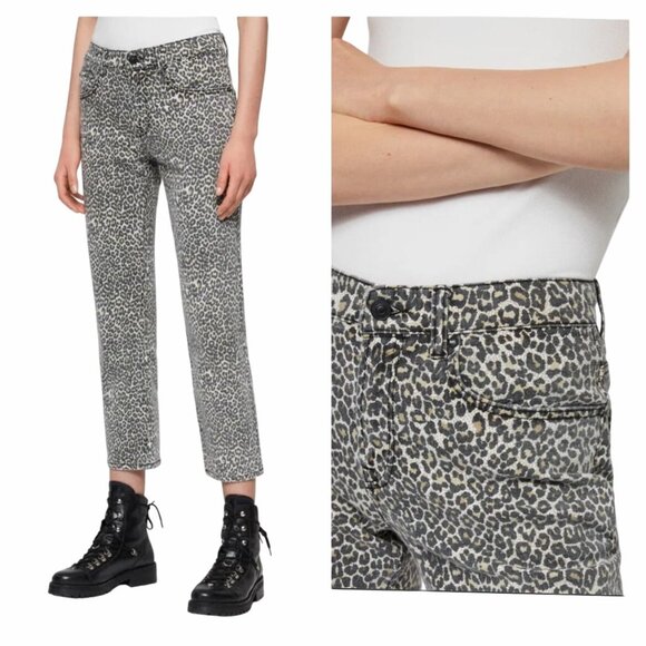 All Saints Womens Ava Straight Jeans Leopard Sz 27 - Picture 4 of 12